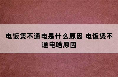 电饭煲不通电是什么原因 电饭煲不通电啥原因